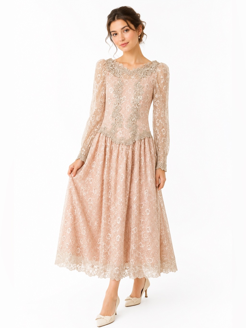 Cachet by Bari Protas Vintage Lace Dress 11/12 (Runs Small due to Vtg. Size)